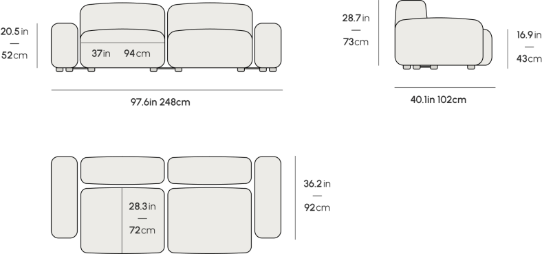 Kaye Sofa L - Essential Cloud Weave: Birch