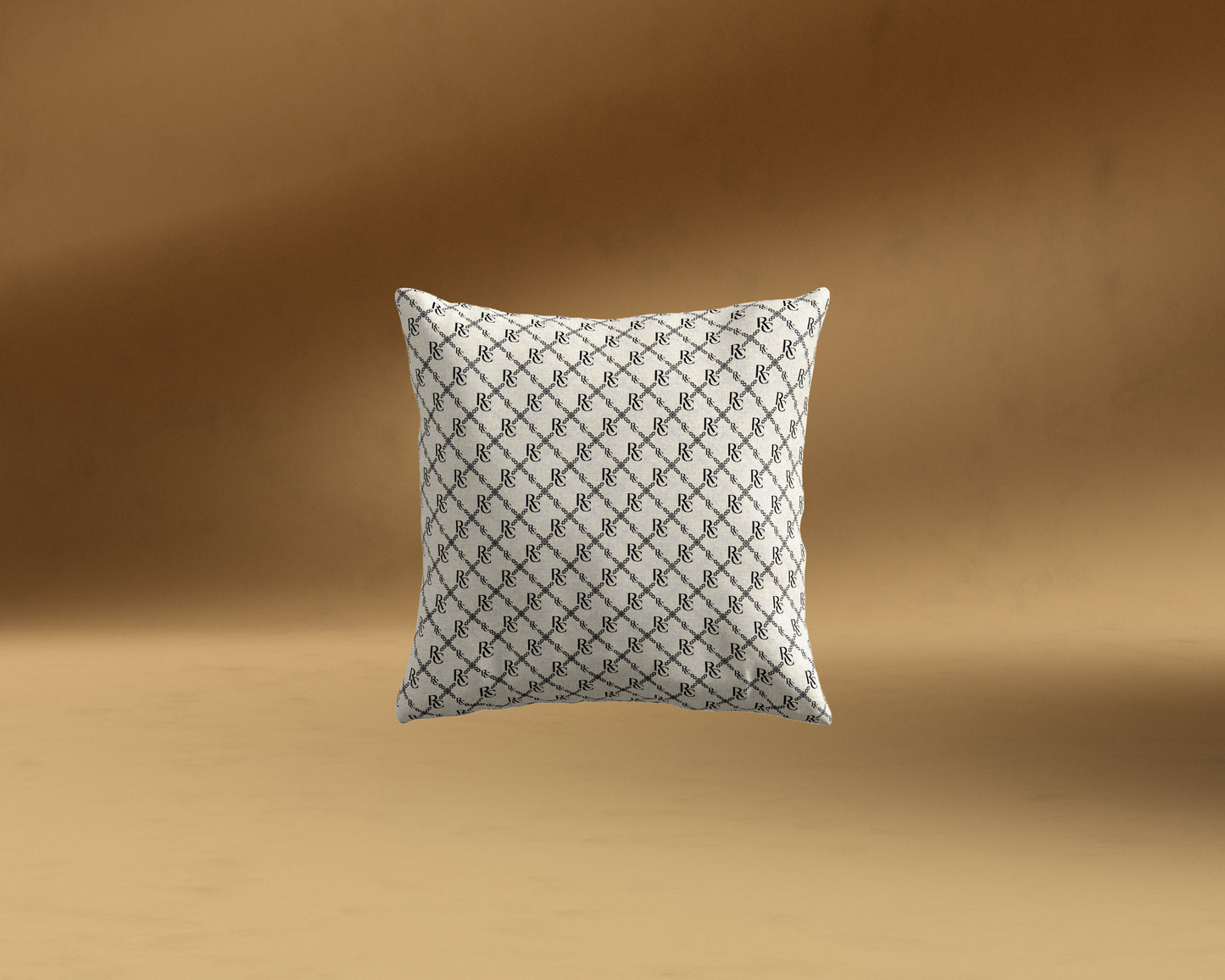 Square Pillow - Monogram Pattern: Bone