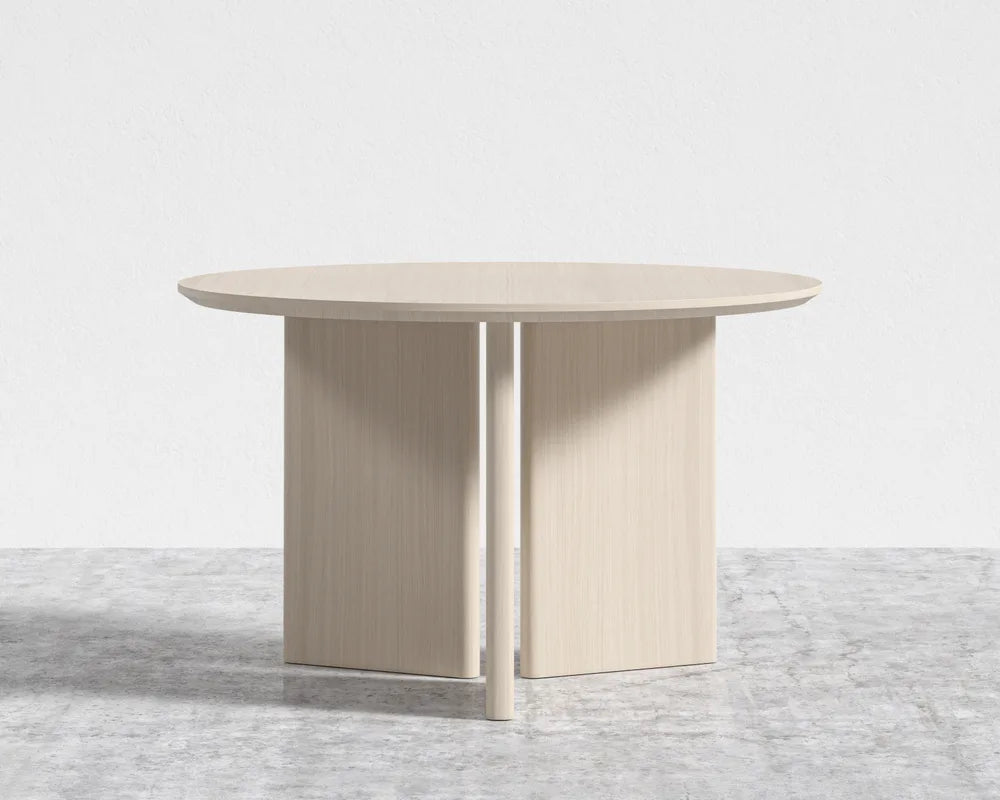 Trio Dining Table - Washed Natural Oak Veneer with Straight Grain, 48" | 122cm
