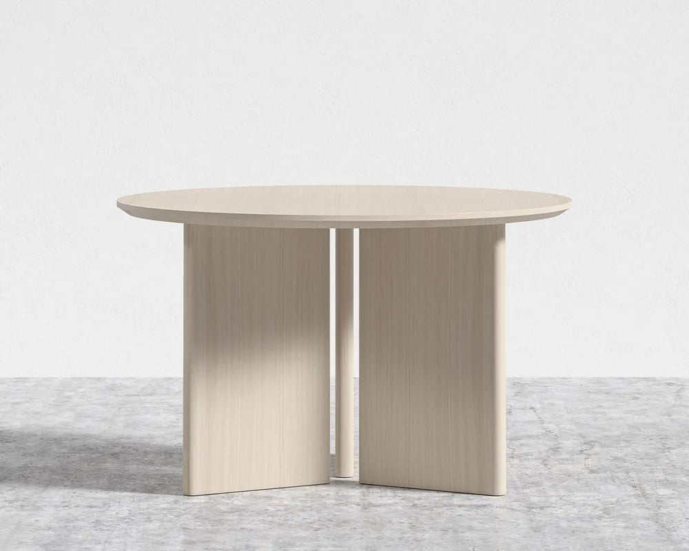 Trio Dining Table - Washed Natural Oak Veneer with Straight Grain, 48" | 122cm