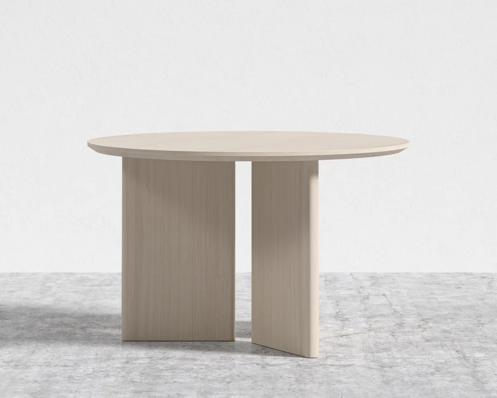 Trio Dining Table - Washed Natural Oak Veneer with Straight Grain, 48" | 122cm