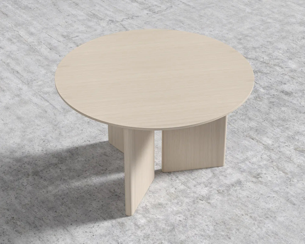 Trio Dining Table - Washed Natural Oak Veneer with Straight Grain, 48" | 122cm