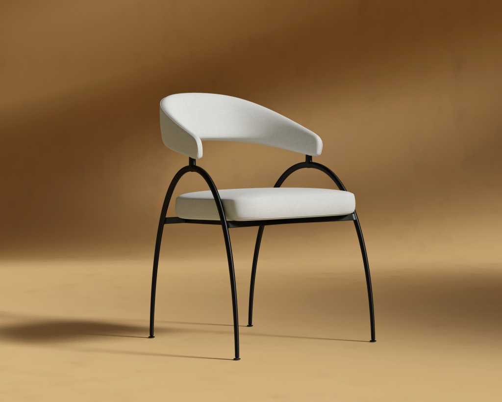 Uma Dining Chair - Modern Felt: Alesund, Black Base