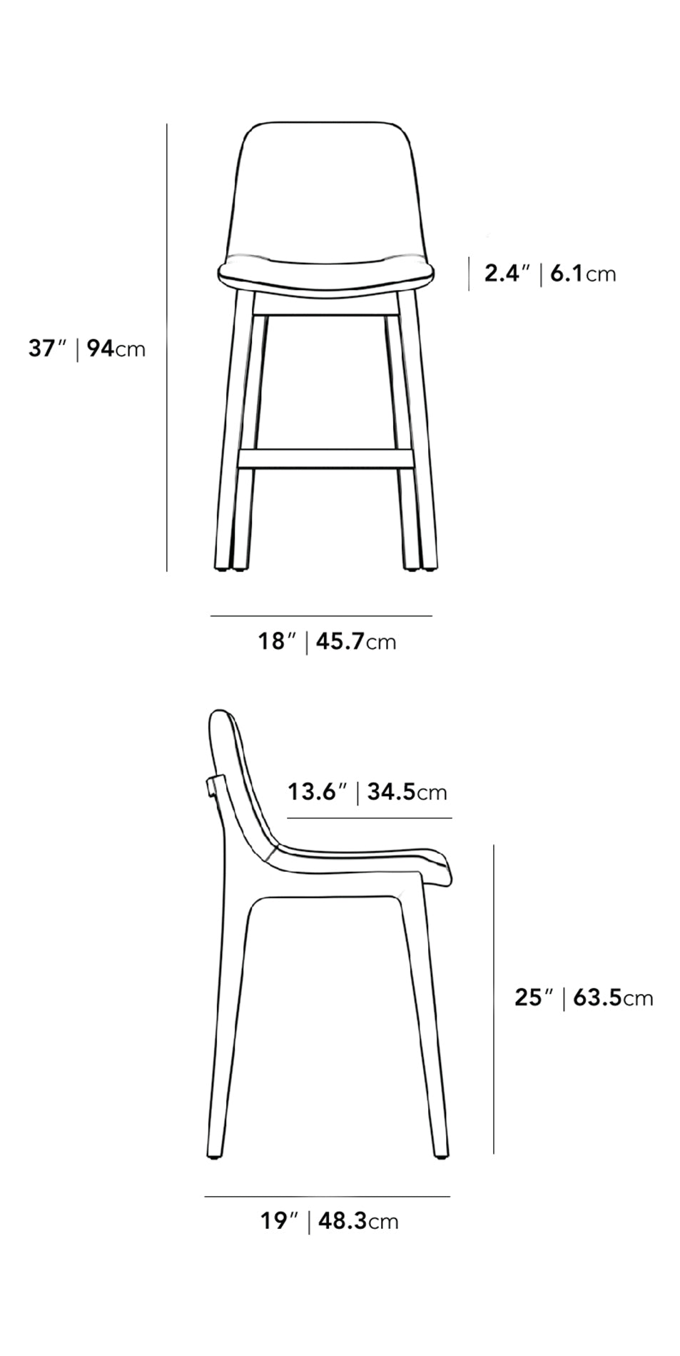 Aubrey Counter Stool - PU Leather: Monaco Cream, Walnut